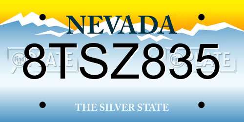 8TSZ835 Nevada License Plate