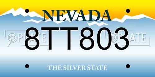8TT803 Nevada License Plate