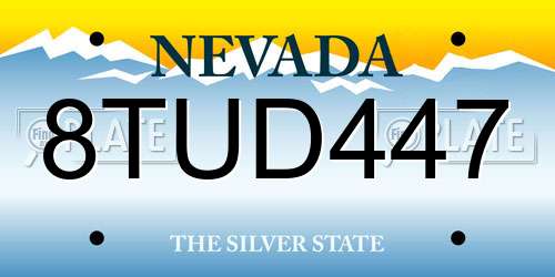 8TUD447 Nevada License Plate