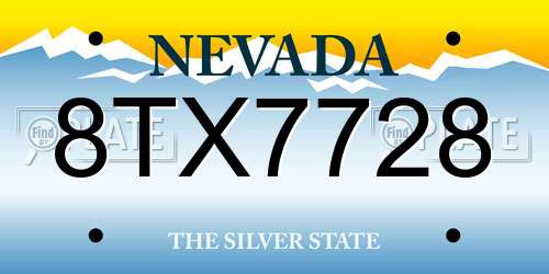8TX7728 Nevada License Plate