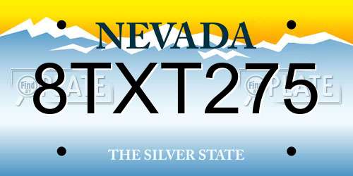 8TXT275 Nevada License Plate