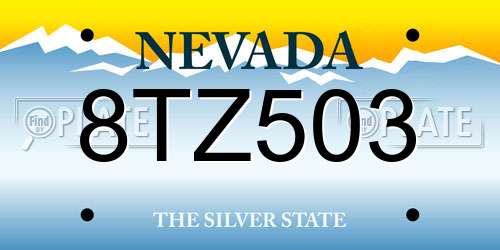 8TZ503 Nevada License Plate