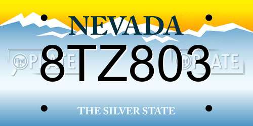 8TZ803 Nevada License Plate