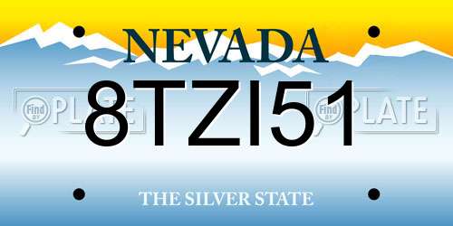 8TZI51 Nevada License Plate