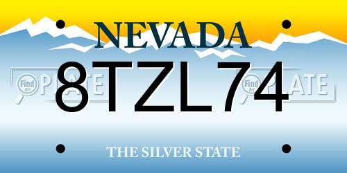 8TZL74 Nevada License Plate