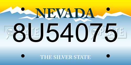 8U54075 Nevada License Plate