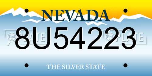 8U54223 Nevada License Plate