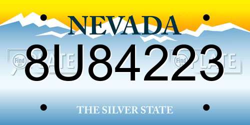 8U84223 Nevada License Plate