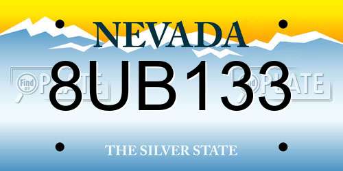 8UB133 Nevada License Plate