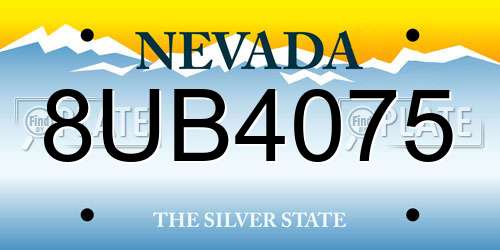 8UB4075 Nevada License Plate