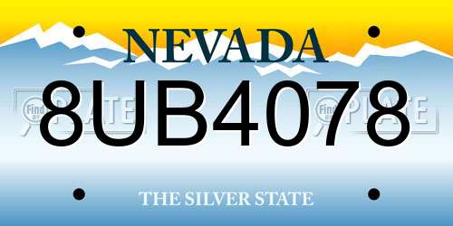 8UB4078 Nevada License Plate