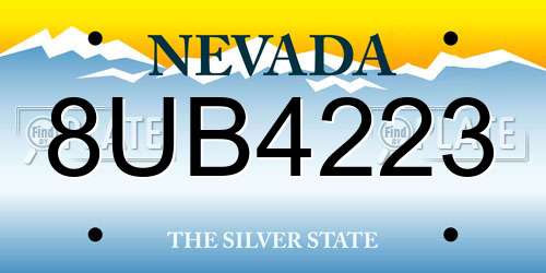 8UB4223 Nevada License Plate