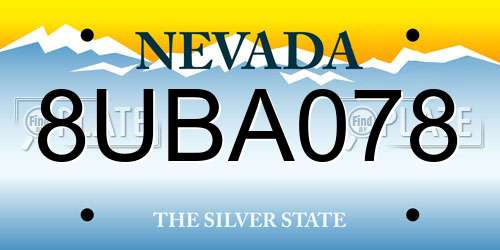 8UBA078 Nevada License Plate