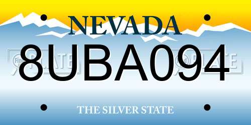 8UBA094 Nevada License Plate