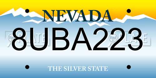8UBA223 Nevada License Plate