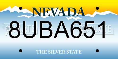 8UBA651 Nevada License Plate