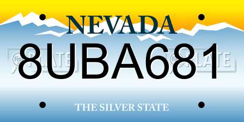 8UBA681 Nevada License Plate