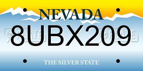 8UBX209 Nevada License Plate