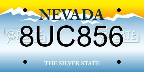 8UC856 Nevada License Plate