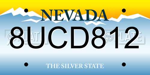 8UCD812 Nevada License Plate