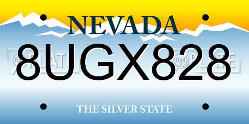 8UGX828 Nevada License Plate