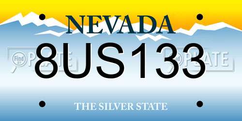 8US133 Nevada License Plate