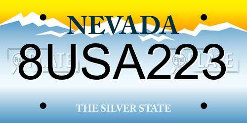 8USA223 Nevada License Plate