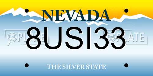 8USI33 Nevada License Plate