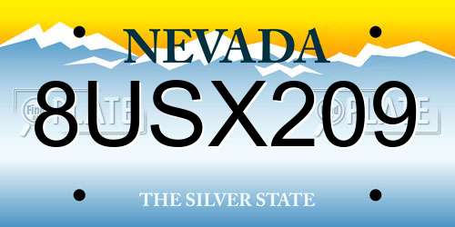 8USX209 Nevada License Plate