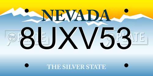 8UXV53 Nevada License Plate