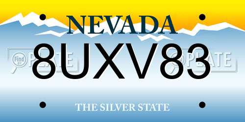 8UXV83 Nevada License Plate