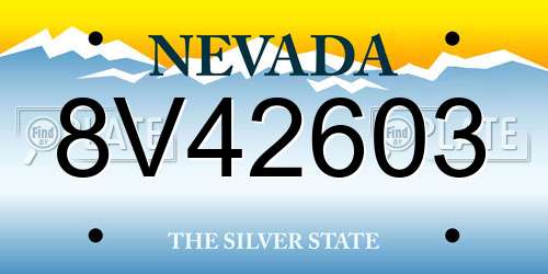 8V42603 Nevada License Plate