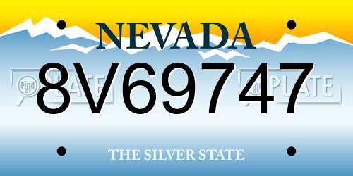 8V69747 Nevada License Plate