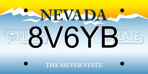 8V6YB Nevada License Plate