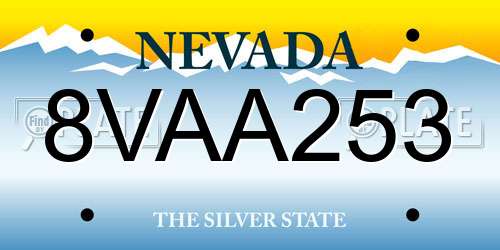 8VAA253 Nevada License Plate