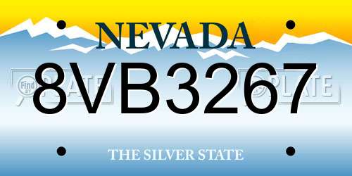 8VB3267 Nevada License Plate