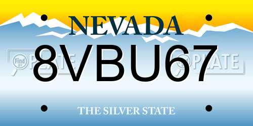 8VBU67 Nevada License Plate