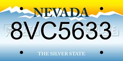 8VC5633 Nevada License Plate