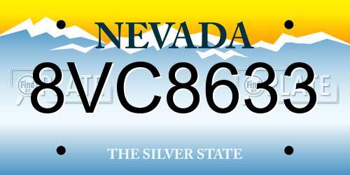 8VC8633 Nevada License Plate