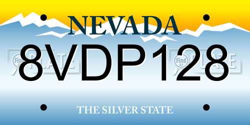 8VDP128 Nevada License Plate