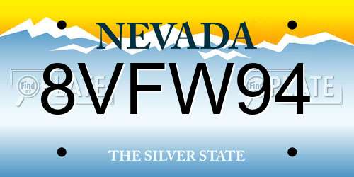 8VFW94 Nevada License Plate