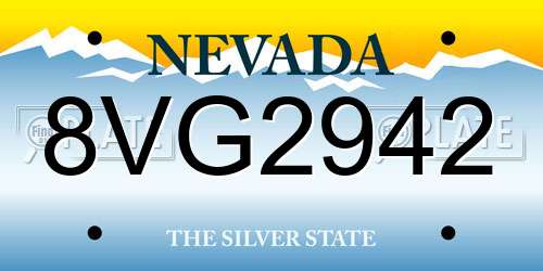 8VG2942 Nevada License Plate