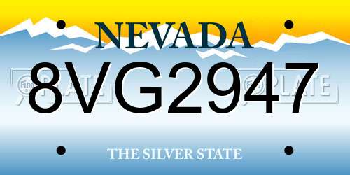 8VG2947 Nevada License Plate