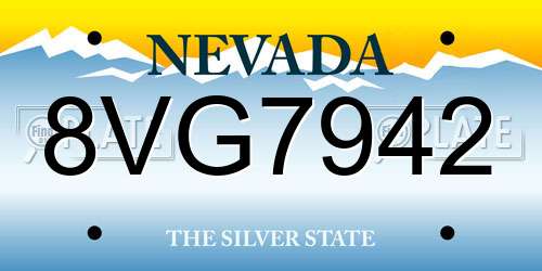 8VG7942 Nevada License Plate
