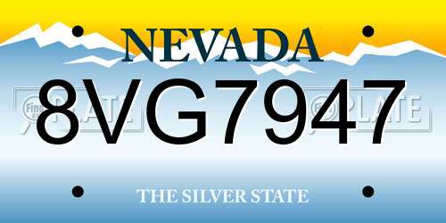 8VG7947 Nevada License Plate