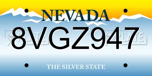 8VGZ947 Nevada License Plate