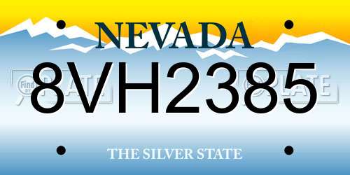 8VH2385 Nevada License Plate