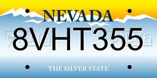 8VHT355 Nevada License Plate