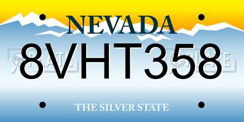 8VHT358 Nevada License Plate