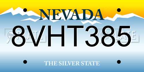 8VHT385 Nevada License Plate